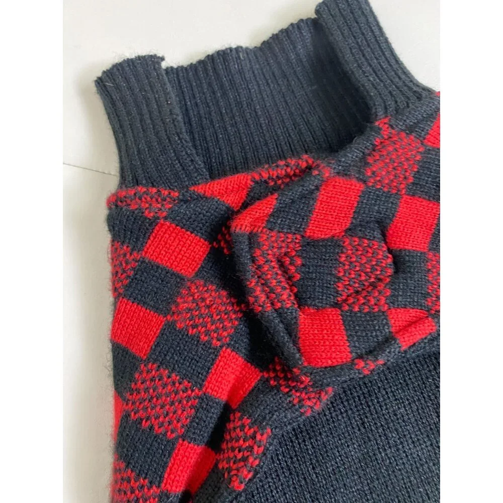 NEW Eddie Bauer Pet Red Black Buffalo‎ Plaid Dog Sweater Size Large Holiday